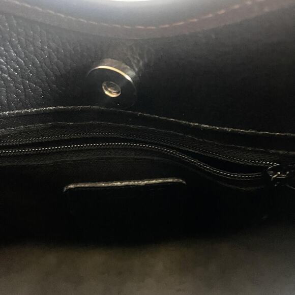 Brighton Leather Shoulder Bag Womens Black Brown Croc Trim Braided Strap 221067 - Picture 10 of 11